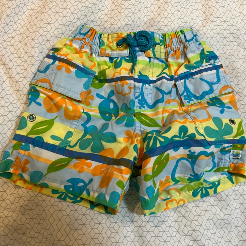 Swim shorts , tropical blue multi print